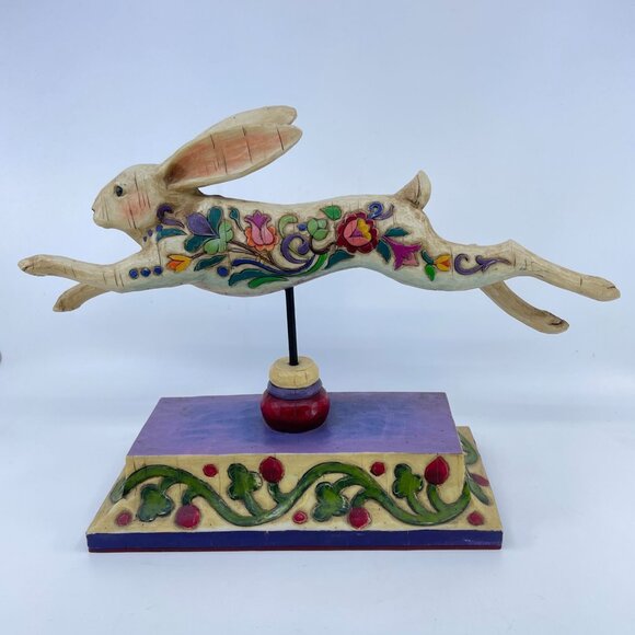 jim shore heartwood creek 2004 "running rabbit" figurine folk art style - Picture 1 of 8